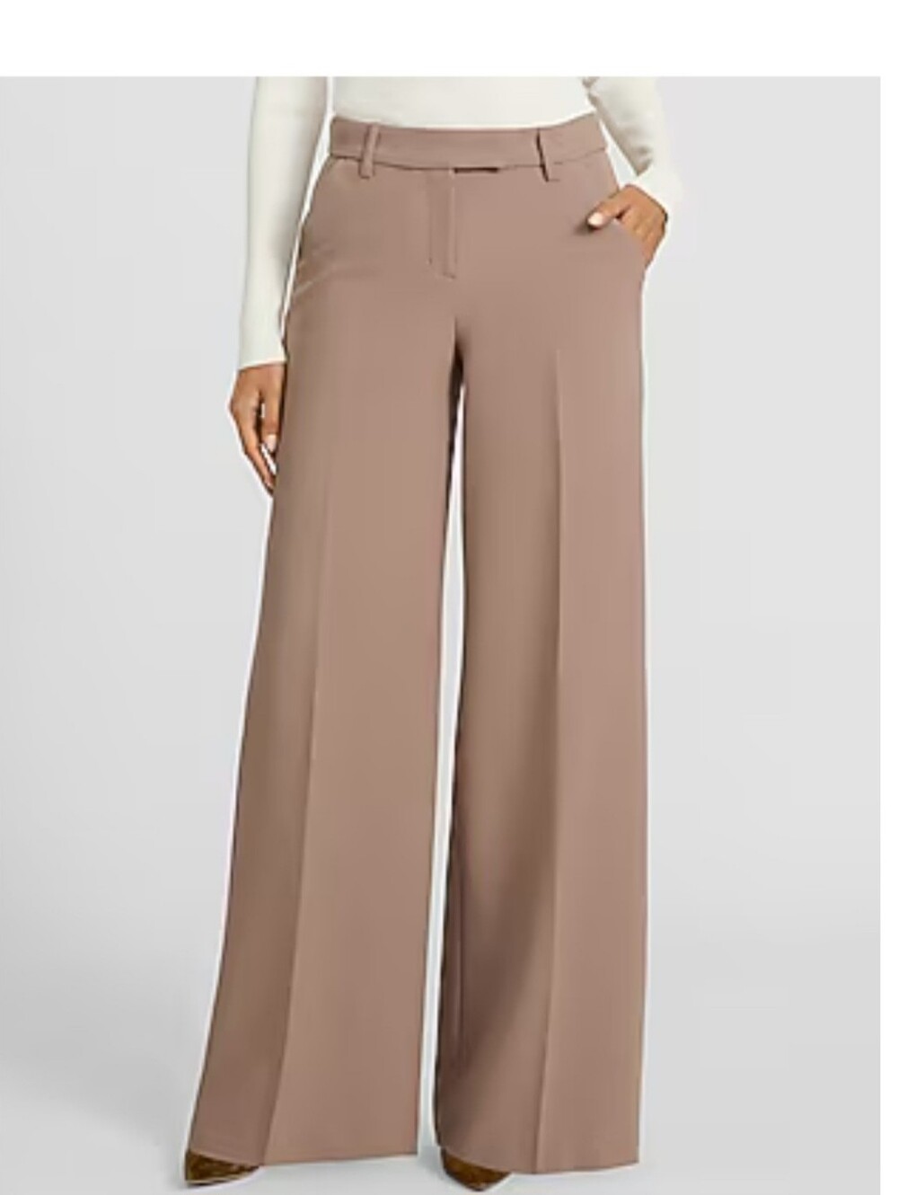 Express Wide-Leg Dress Pants in Taupe - Women